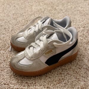 Puma Kids' White & Black Suede-Trim Palermo Sneakers